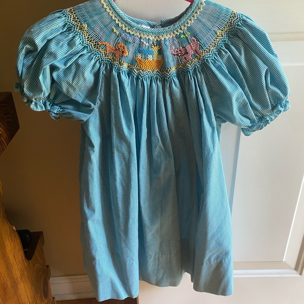 Blue Smocked Kids Casual Dress